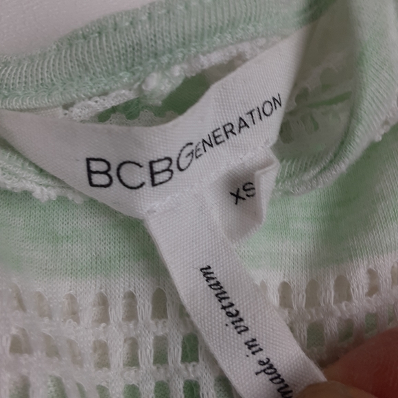 BCBGeneration Stripe Cropped Mesh Tank Top - Picture 7 of 14